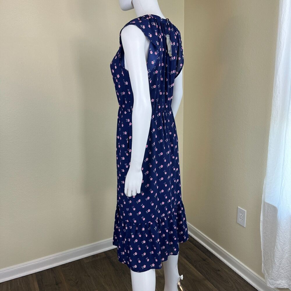 J.Crew Women's Size S Blue Ditsy Floral Midi NEW Sheath Tiered Dress Cottagecore - Picture 7 of 12